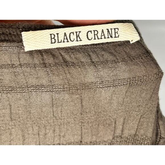 BLACK CRANE Sz S Small Crinkle Textured Rec Dress Taupe Brown - Picture 3 of 11